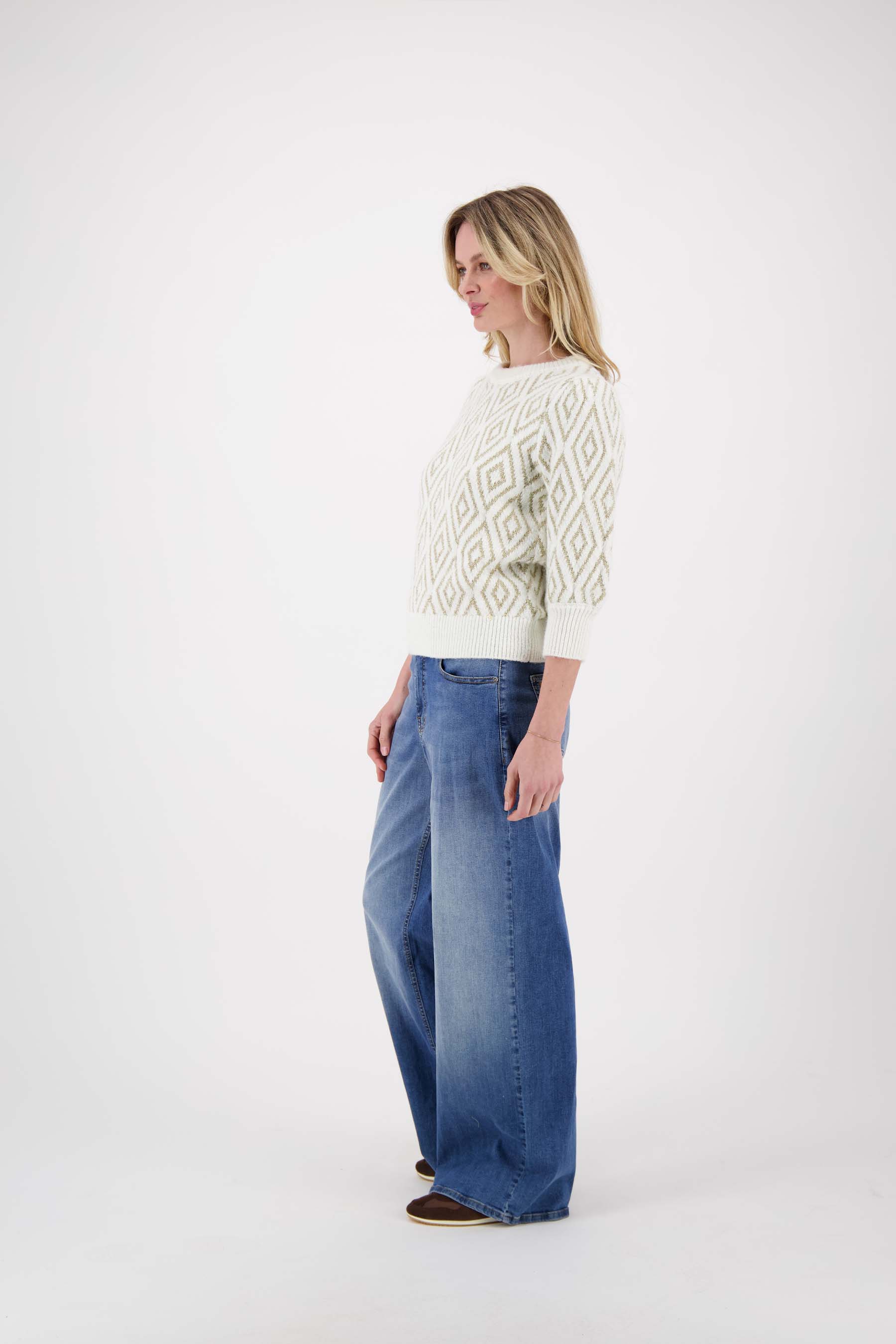 pofmouw trui met lurex nordic jacquard