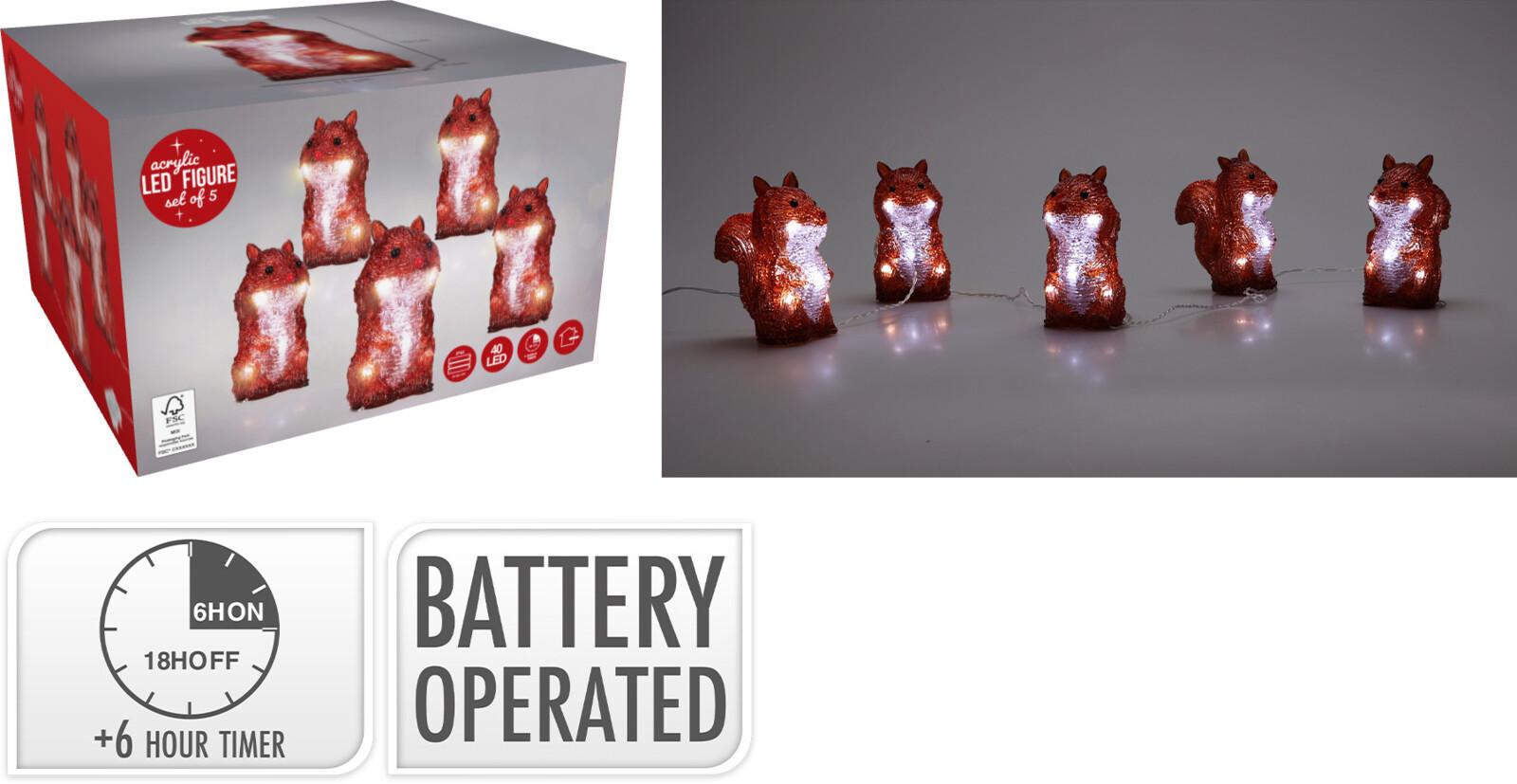 GUIRLANDE LUMINEUSE ECUREUILS ACRYLIQUES