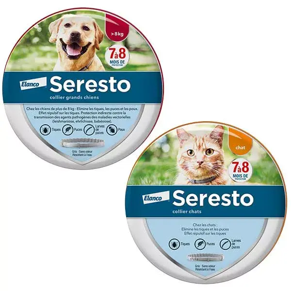 Caixas de 2 embalagens para cães grandes Seresto e gatos Seresto