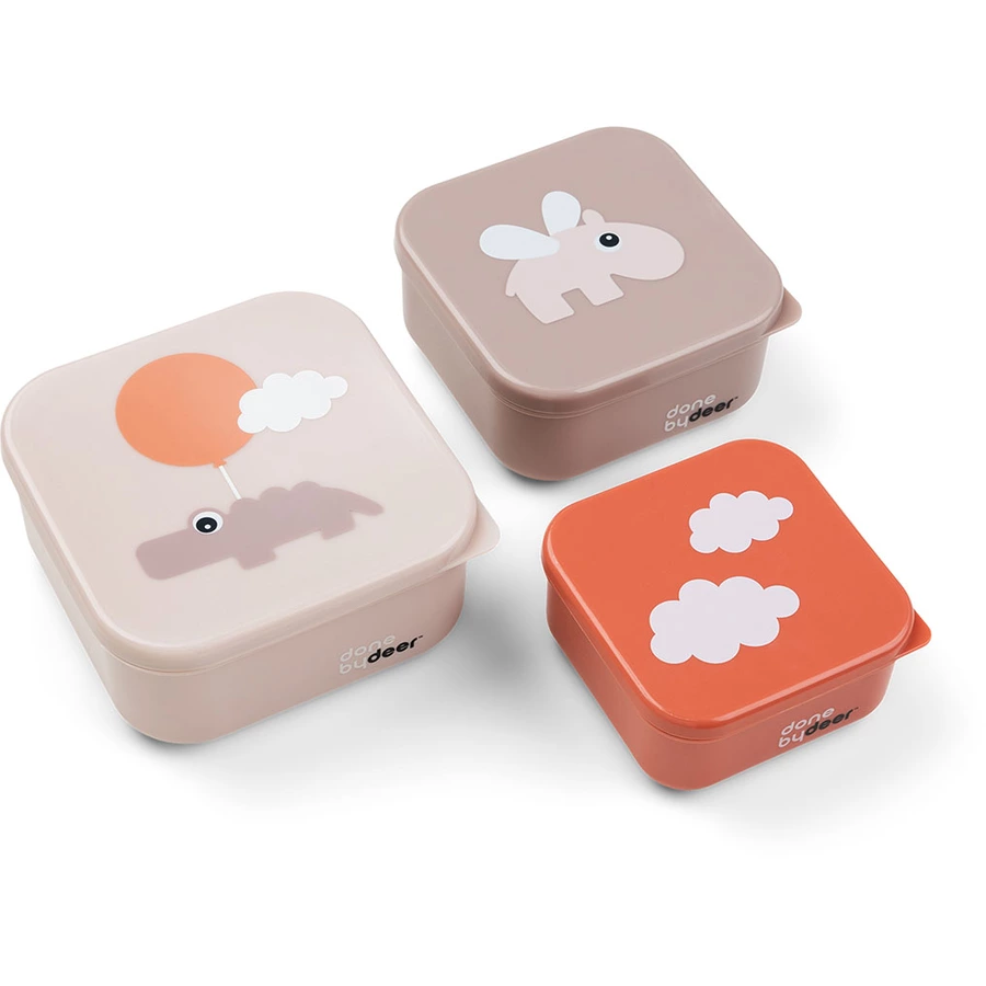 Done by Deer™ Snackbox-Set 3-er Pack Happy clouds Rosa
