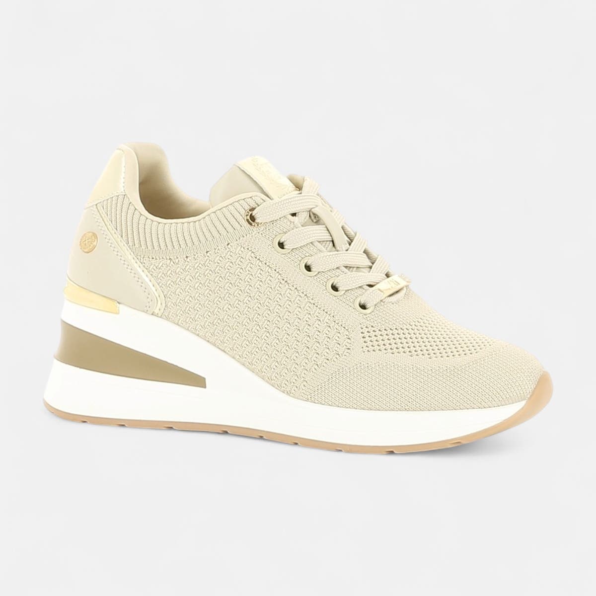 Baskets basses à talon compensé Femme beige