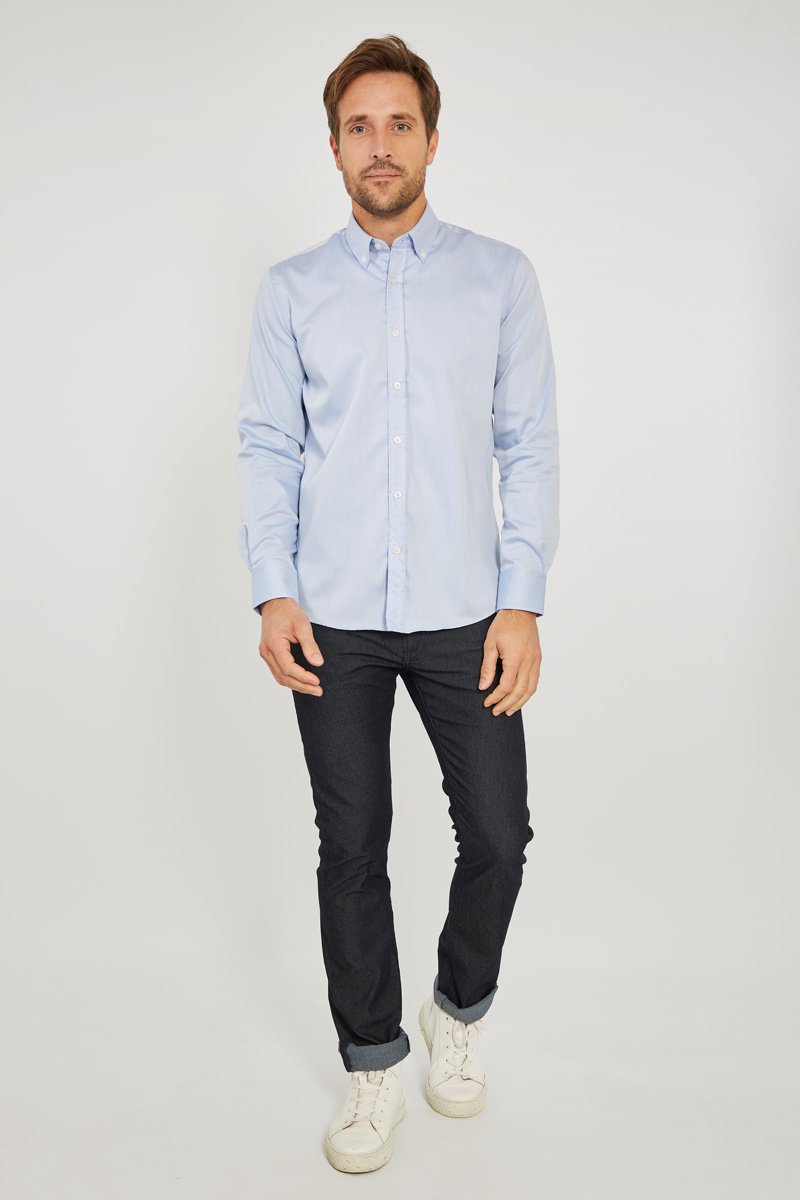 Chemise unie coupe droite - coton