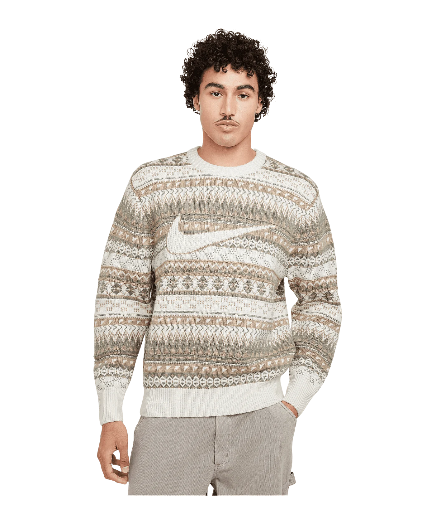 Nike Fair Isle Crew Sweatshirt Beige F105