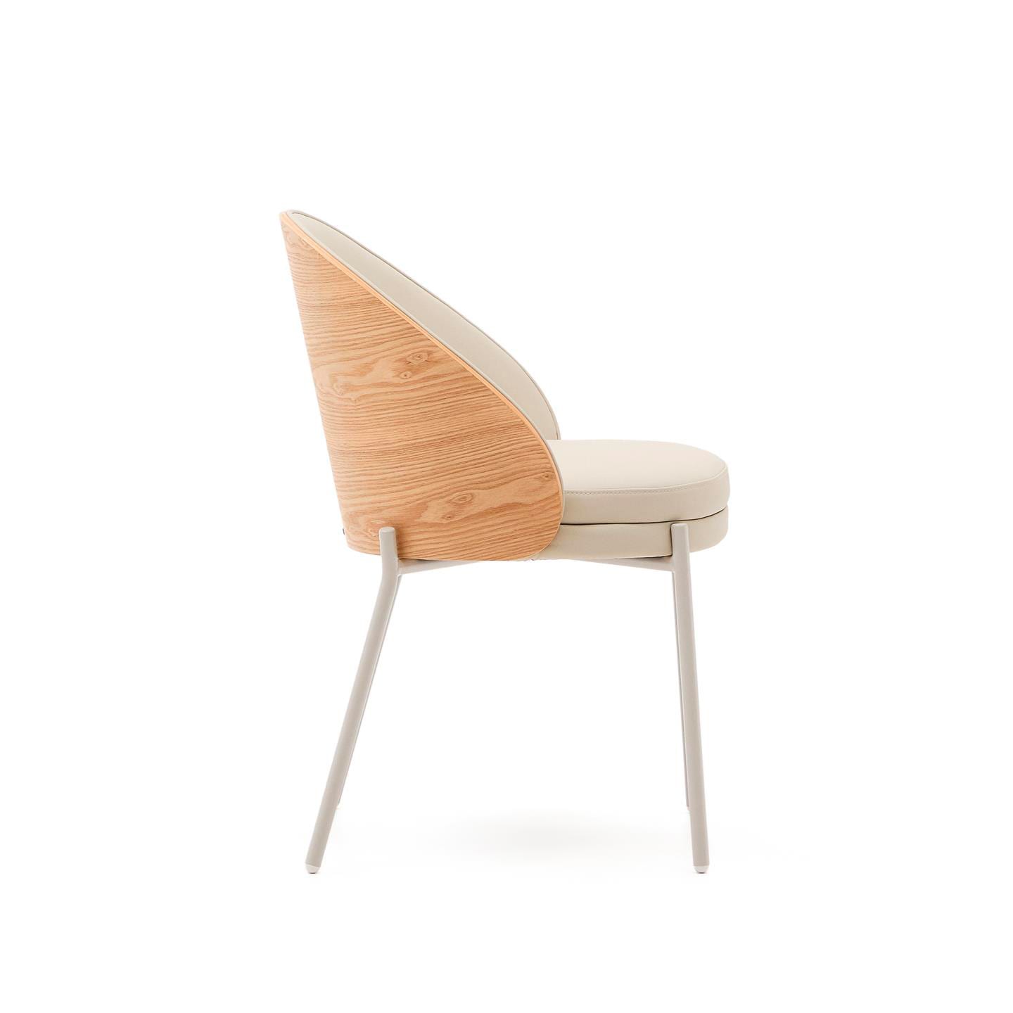 Kave Home Stuhl EAMY Lederlook beige/braun/beige