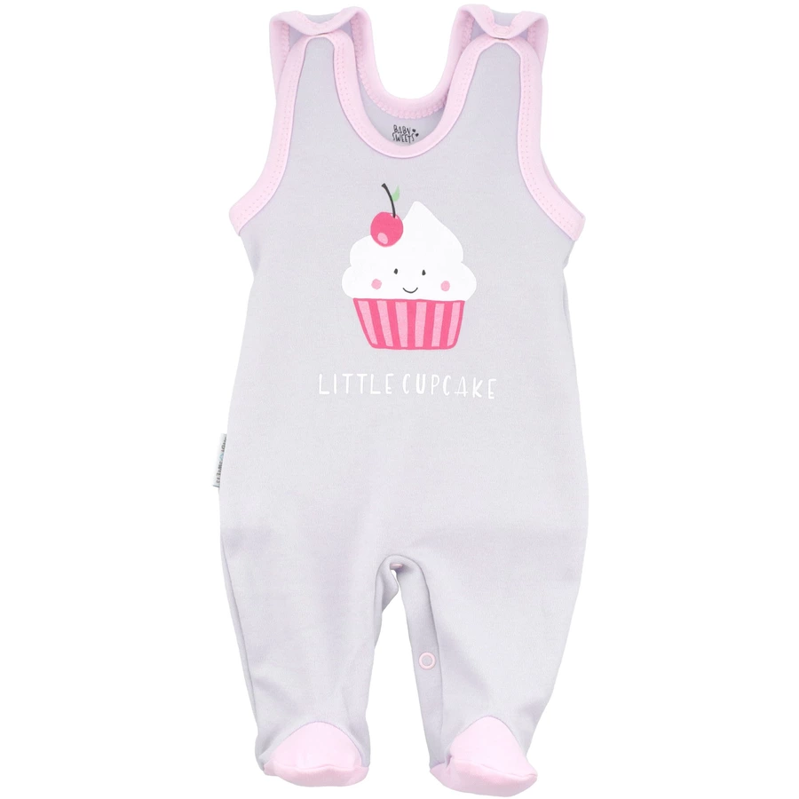 Baby Sweets 3tlg Set Strampler + Shirt + Mütze Little Cupcake grau rosa