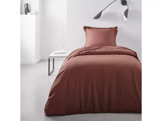 Housse de couette lisse 100% coton, qualité 144 fils. Terre cuite 150x220cm