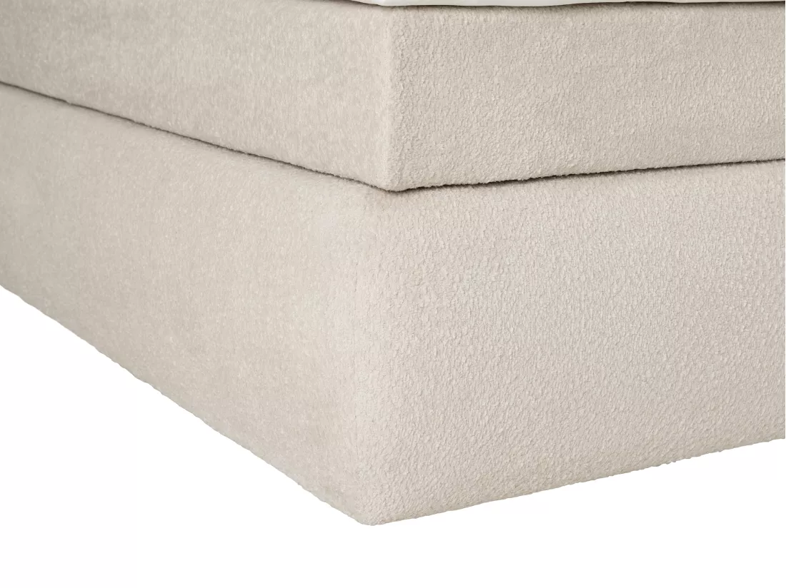 Ensemble complet boxspring tête de lit + sommier + matelas + surmatelas - 160 x 200 cm - Tissu bouclette - Beige - TRAVINO de YSMÉE