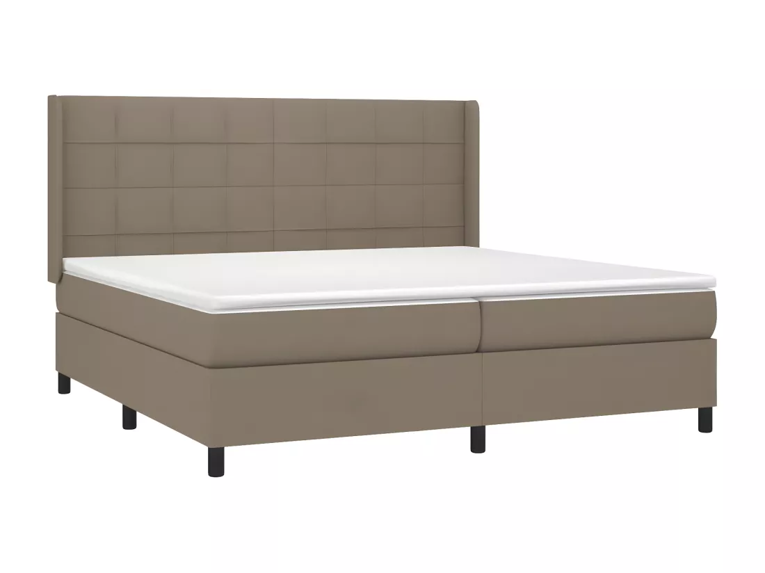 Sommier tapissier et matelas et LED Taupe 200x200 cm Tissu
