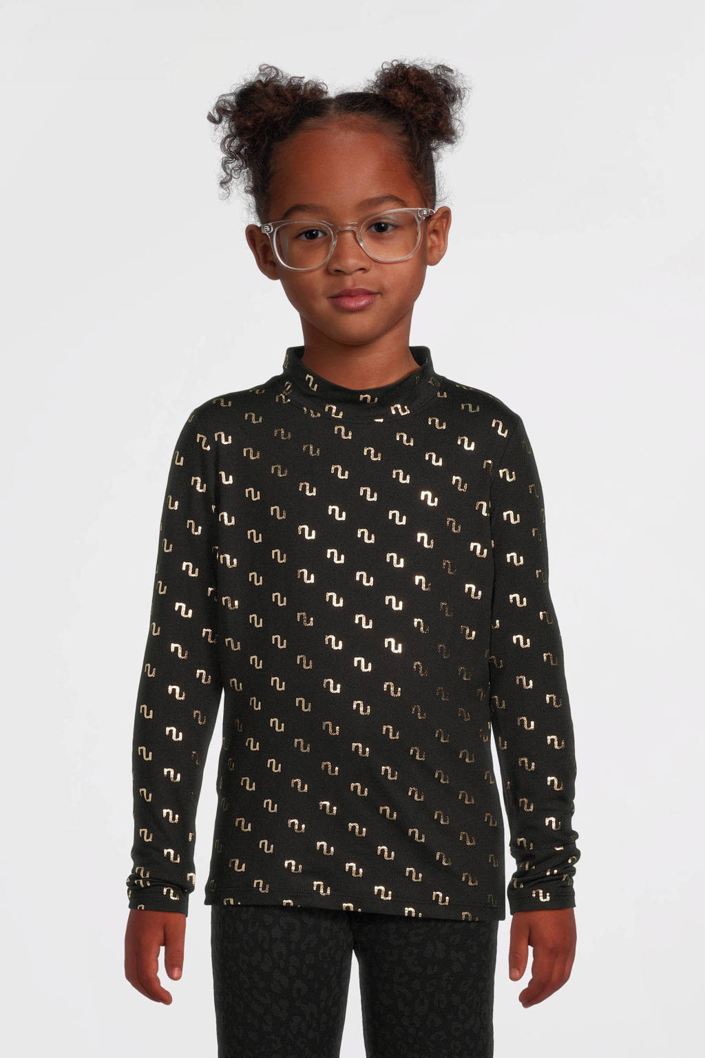 NAME IT longsleeve NKFNIKANEL met all over print zwart/goud