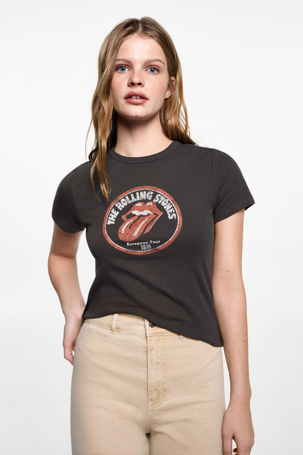 MANGO TEEN straight casual broek beige