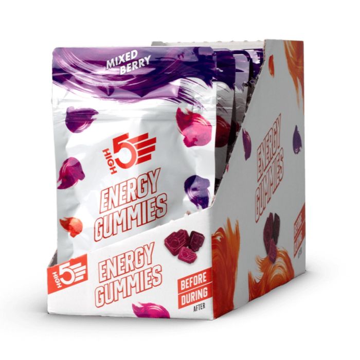 High5 Unisex Energi-chews Energy Gummies Berry - Box 10x26g Hvid