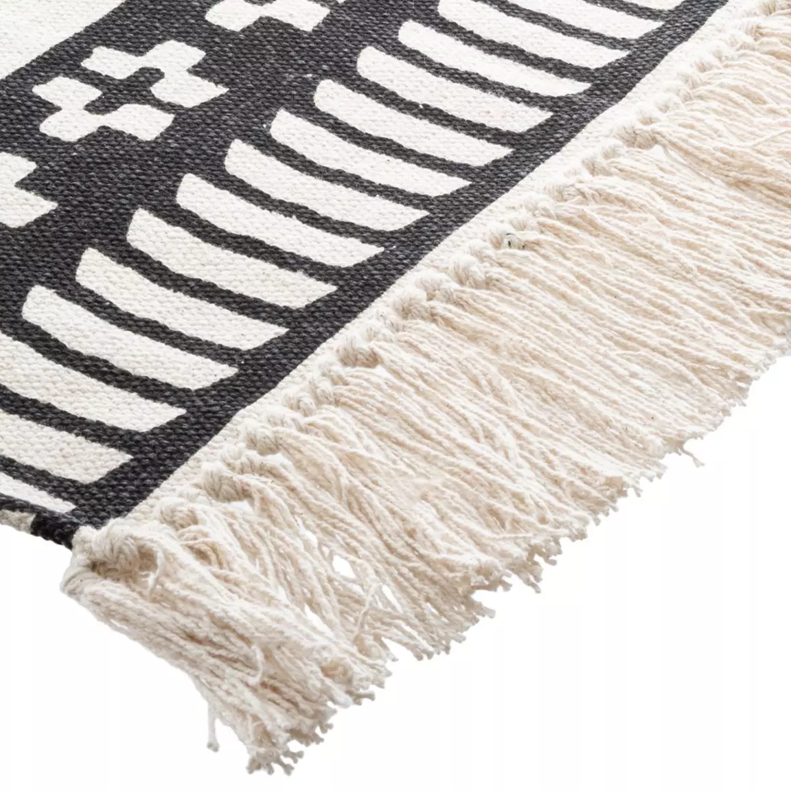 Tapis de salon coton (120 x 170 cm) Delhi Noir et blanc