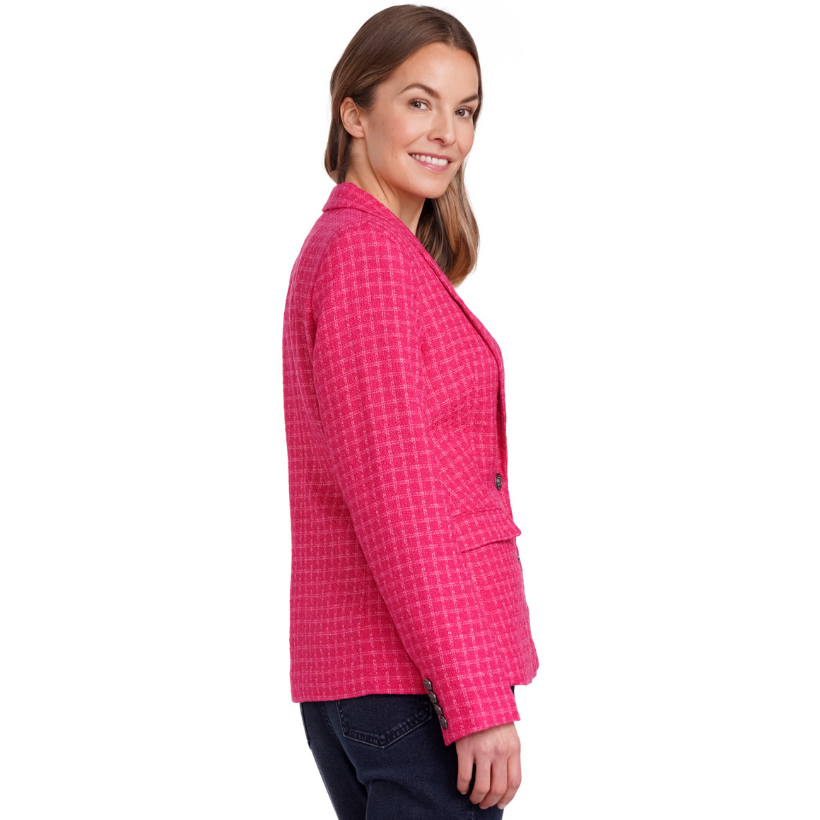 Gina Benotti Damen Blazer in Bouclé-Optik pink