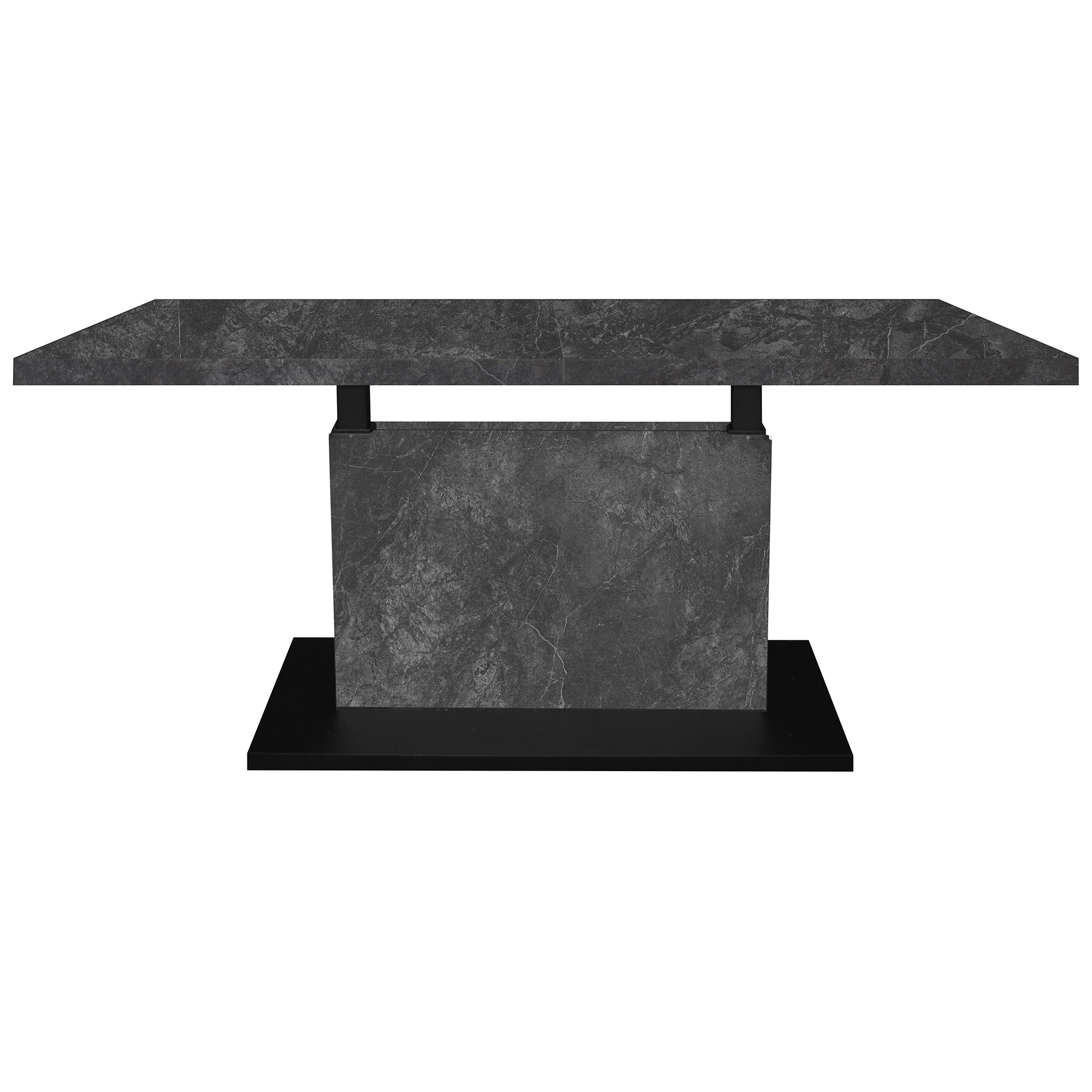 Couchtisch - schwarz matt - grau - Keramik-Optik - ausziehbar