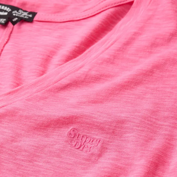 Superdry Slub Embroidered V-Neck Shirt Dames