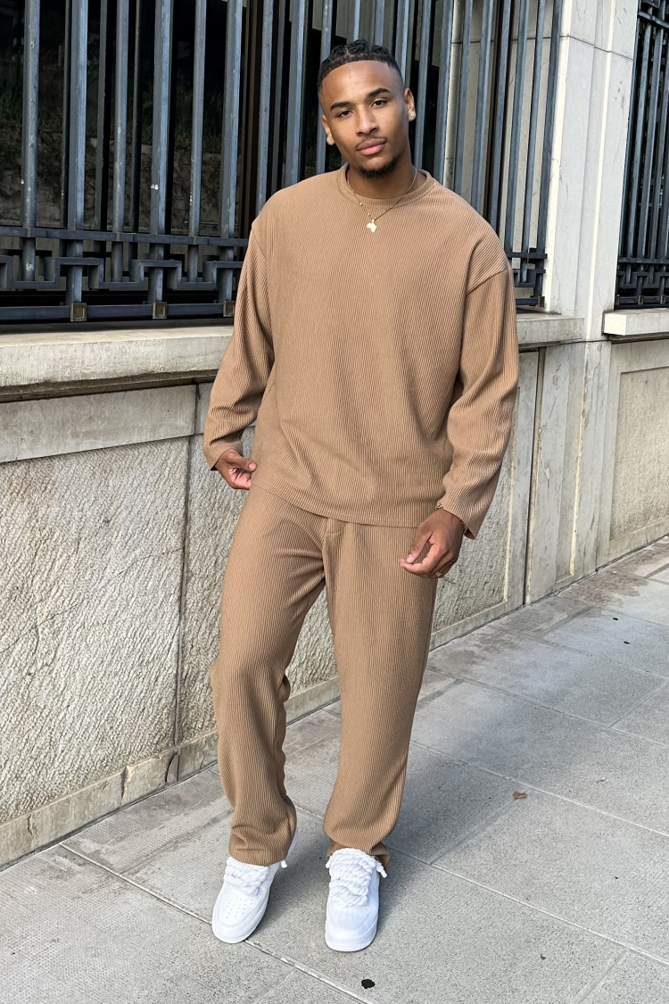Ensemble 2 pièces pull + pantalon marron