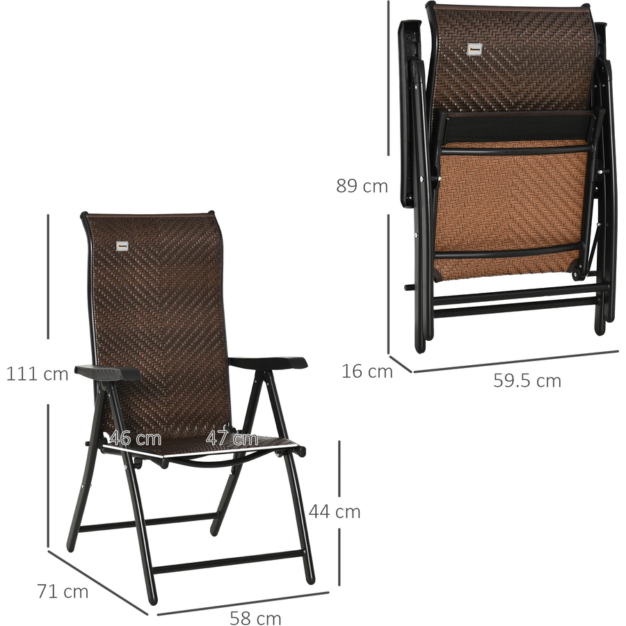Outsunny Klappstuhl mit Klappfunktion braun