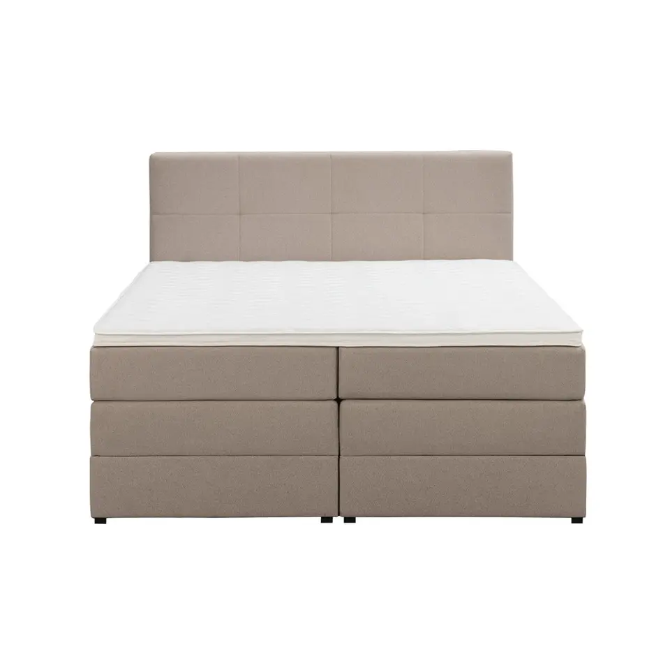 Boxspring met opbergruimte Liv geblokt - beige - 180x200 cm