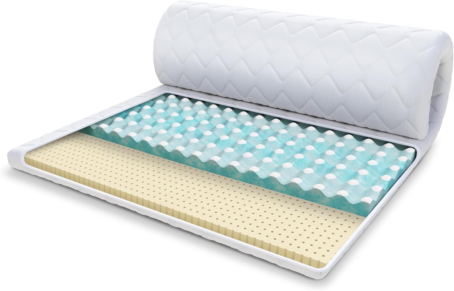 FDM Matratzentopper Malta Latex Matratze Topper 180x200 cm Härtegrad H2 H4 Höhe ca. 8 cm profilierter HR-Schaum Latex Allergiker Geeignet Öko-Tex