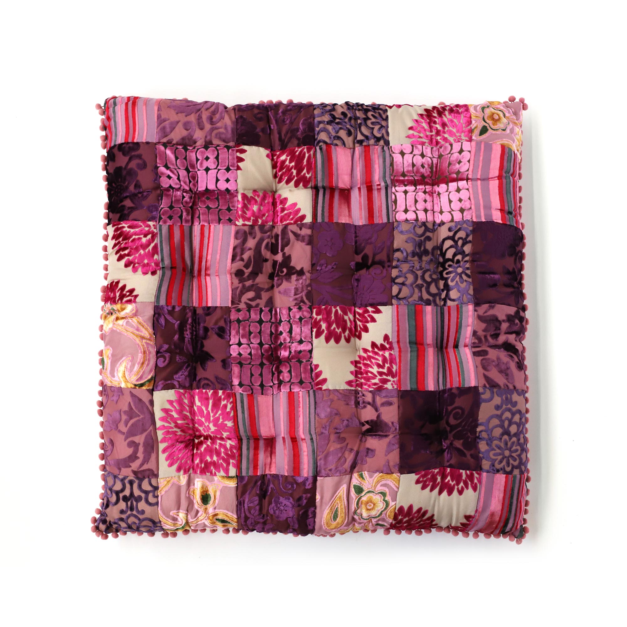 Patchwork-Sitzkissen, Pinktöne, B 75 cm, L 75 cm, H 10 cm von fischer's lagerhaus
