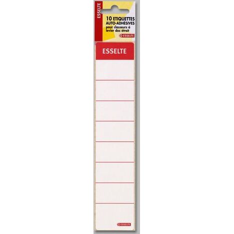 Etiquette autocollante pour classeurs à levier dos 5 cm 37 x 190 mm Esselte blanche- Sachet de 10