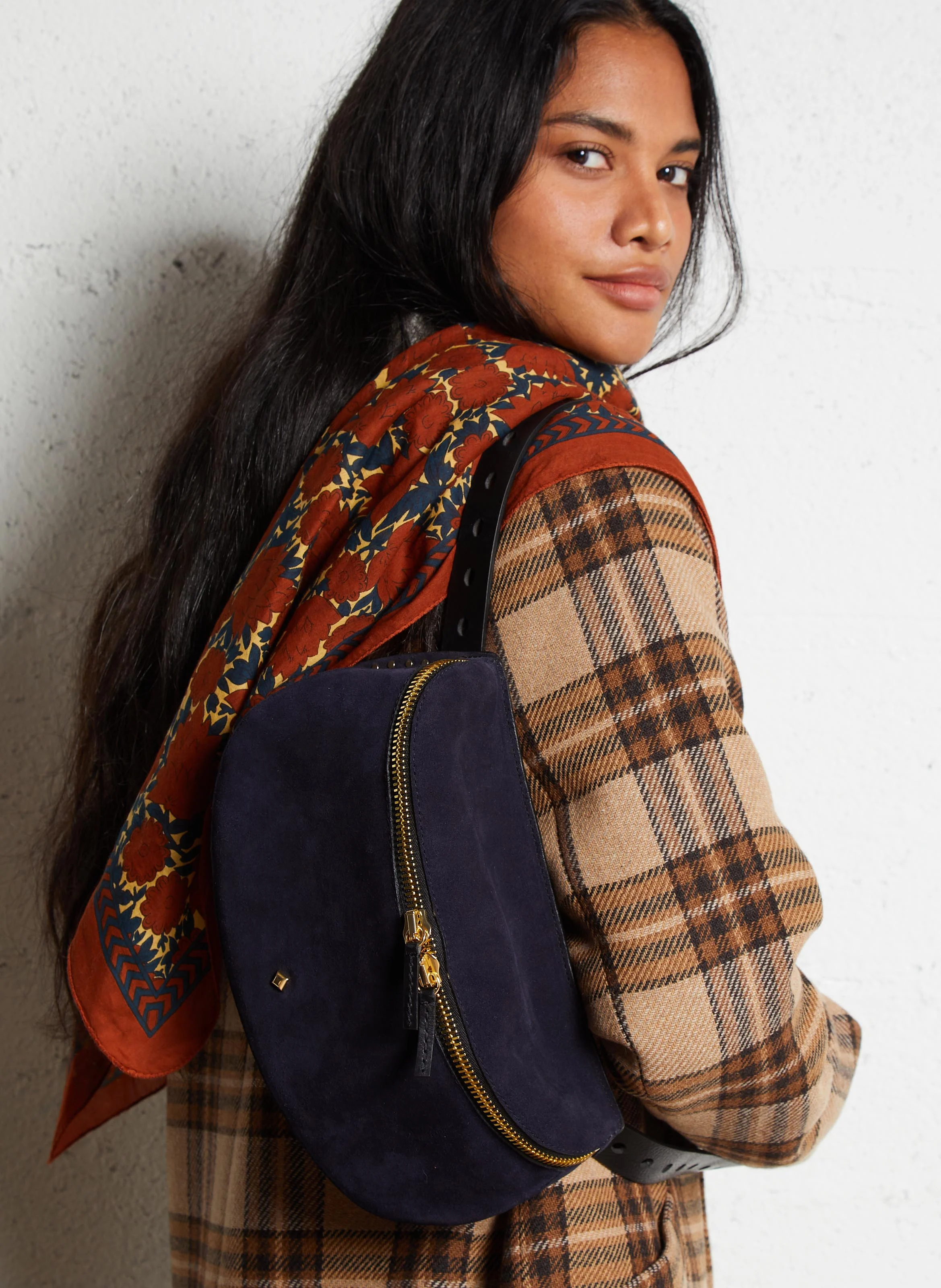 LA NEW GRANDE LILI - Sac banane en cuir | Bleu