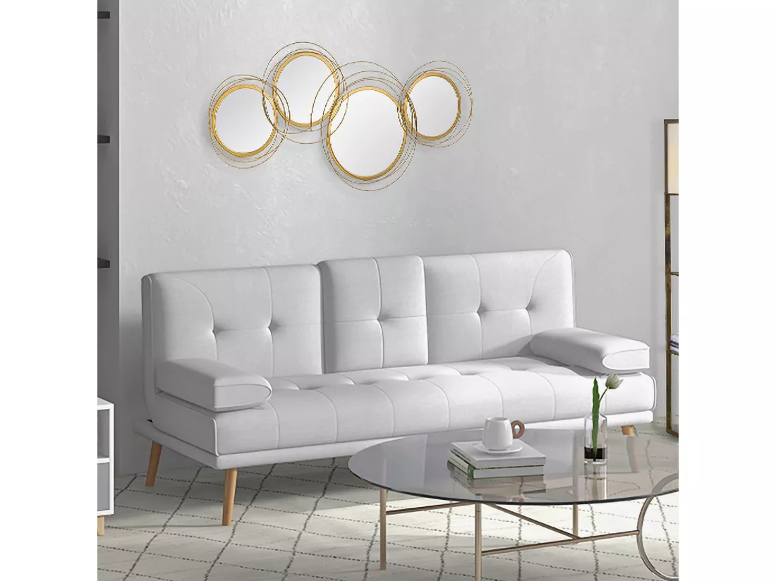 Lot de 4 miroirs ronds muraux Ø 30, 24, 21 cm crochet visserie incluse métal doré
