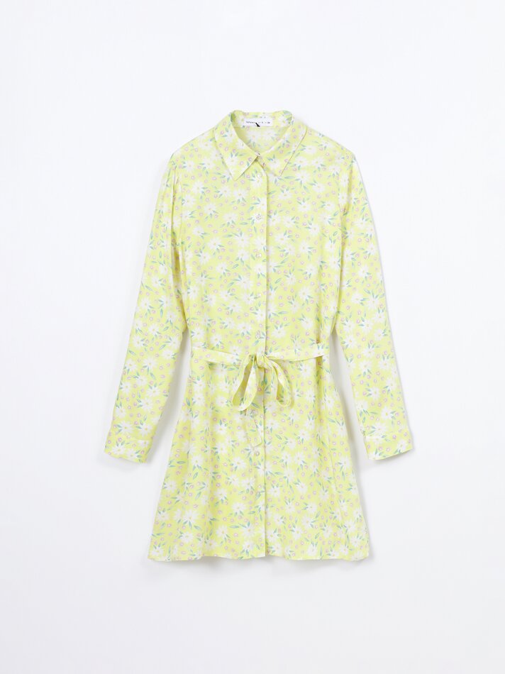 Vestido camisa fluido - Amarelo
