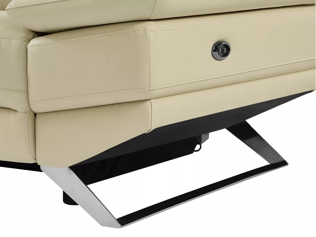 Canapé d'angle gauche relax électrique en cuir de vachette beige PUNO II