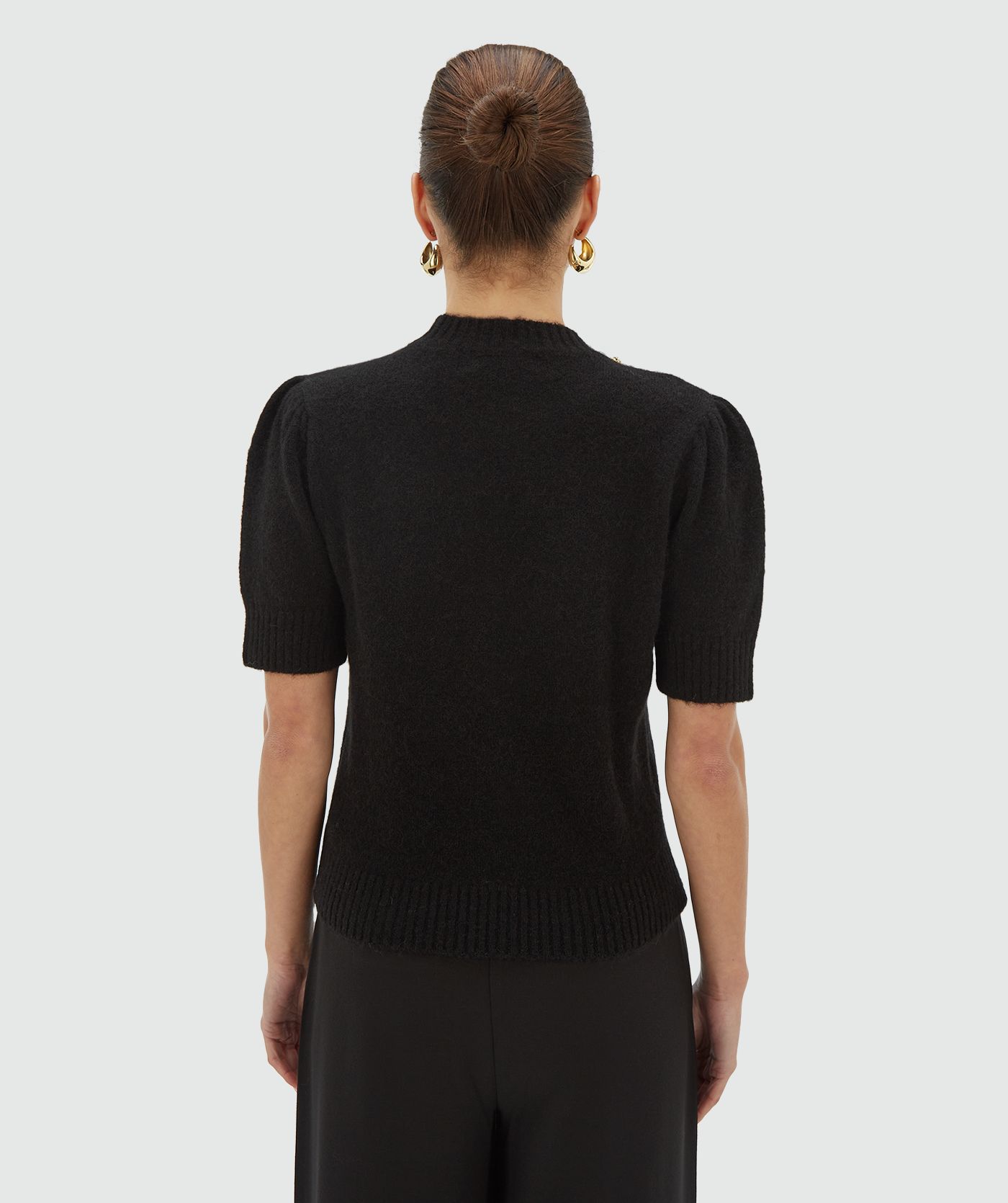 JV-FRANKA slim fit top met merinowol - black