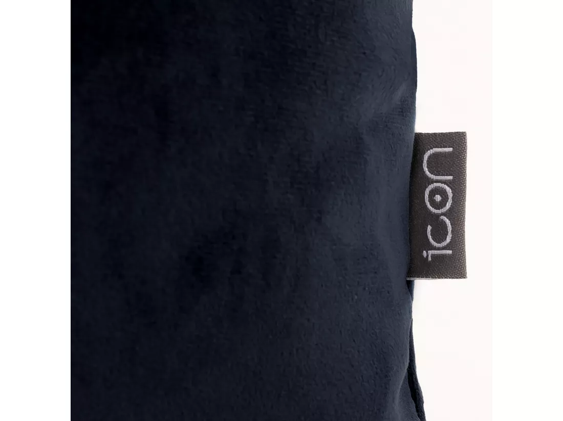 Pouf repose-pieds carré velours bleu minuit - AMARA