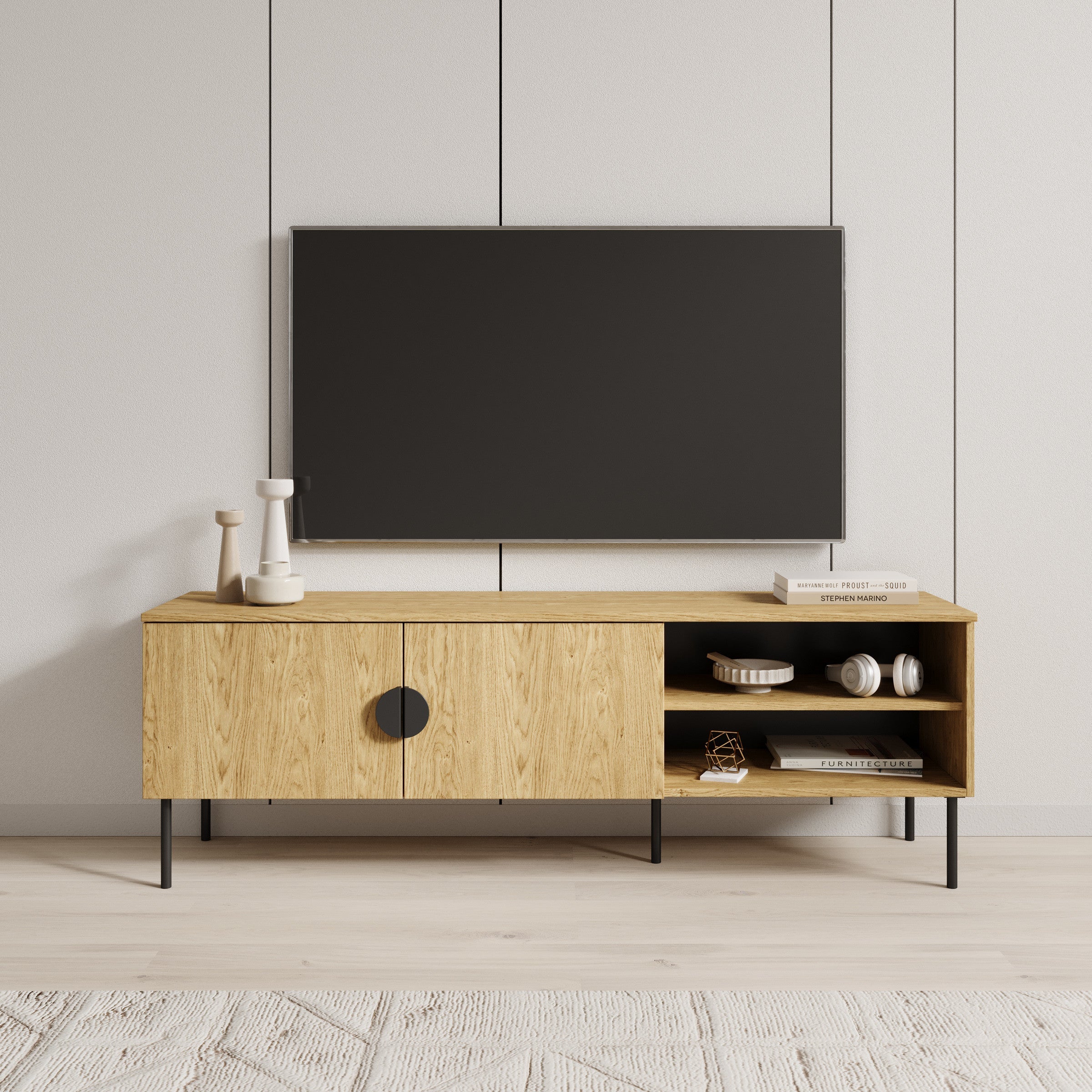 Meubella - TV-Meubel Monor - Eiken - 160 cm