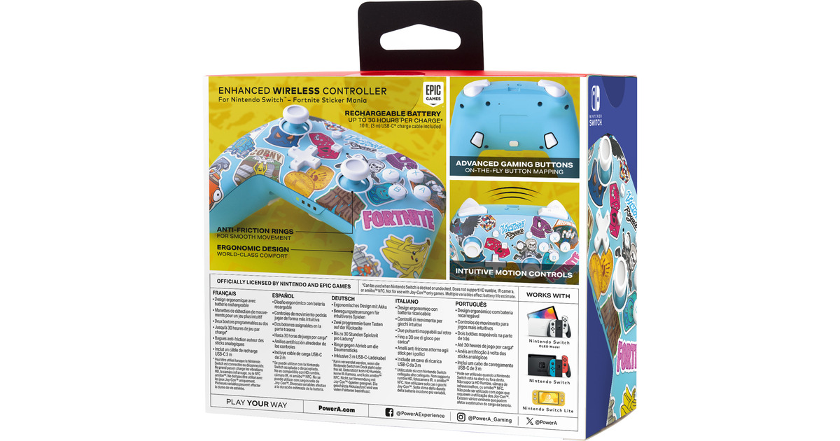 PowerAGeavanceerde draadloze controller voor Nintendo Switch - Fortnite-stickerwaanzin