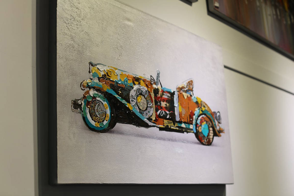 Öl-Wandbild USED CAR - bunt - 90x60 cm