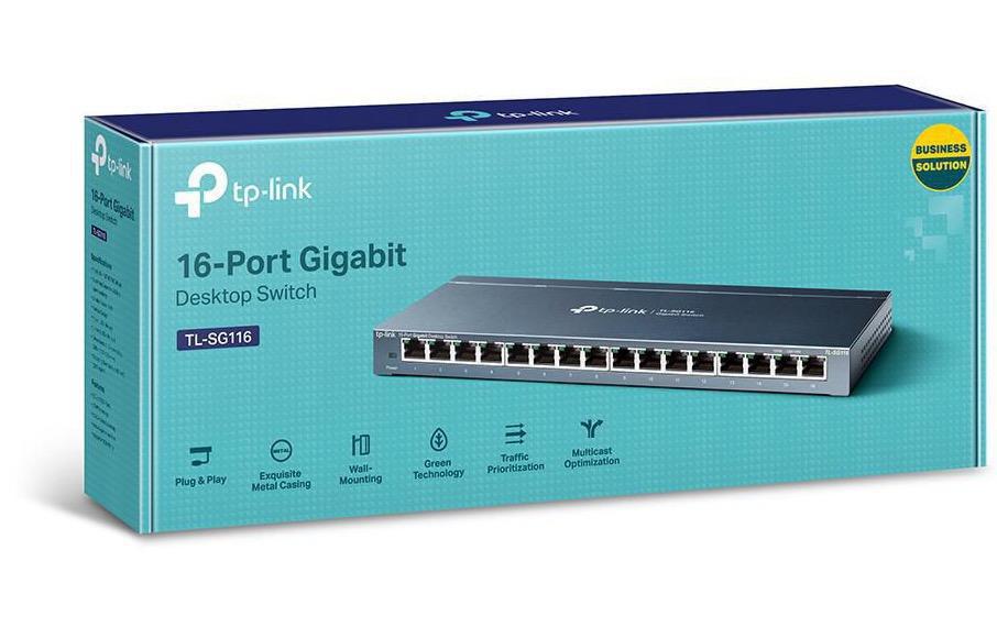 Switch Omada Unmanaged Switch 16 x 1G Ports TL-SG116 16 Port16-Port 10/100/1000 MBps Desktop Switch