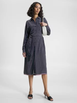Vestido midi camisa de bolinhas