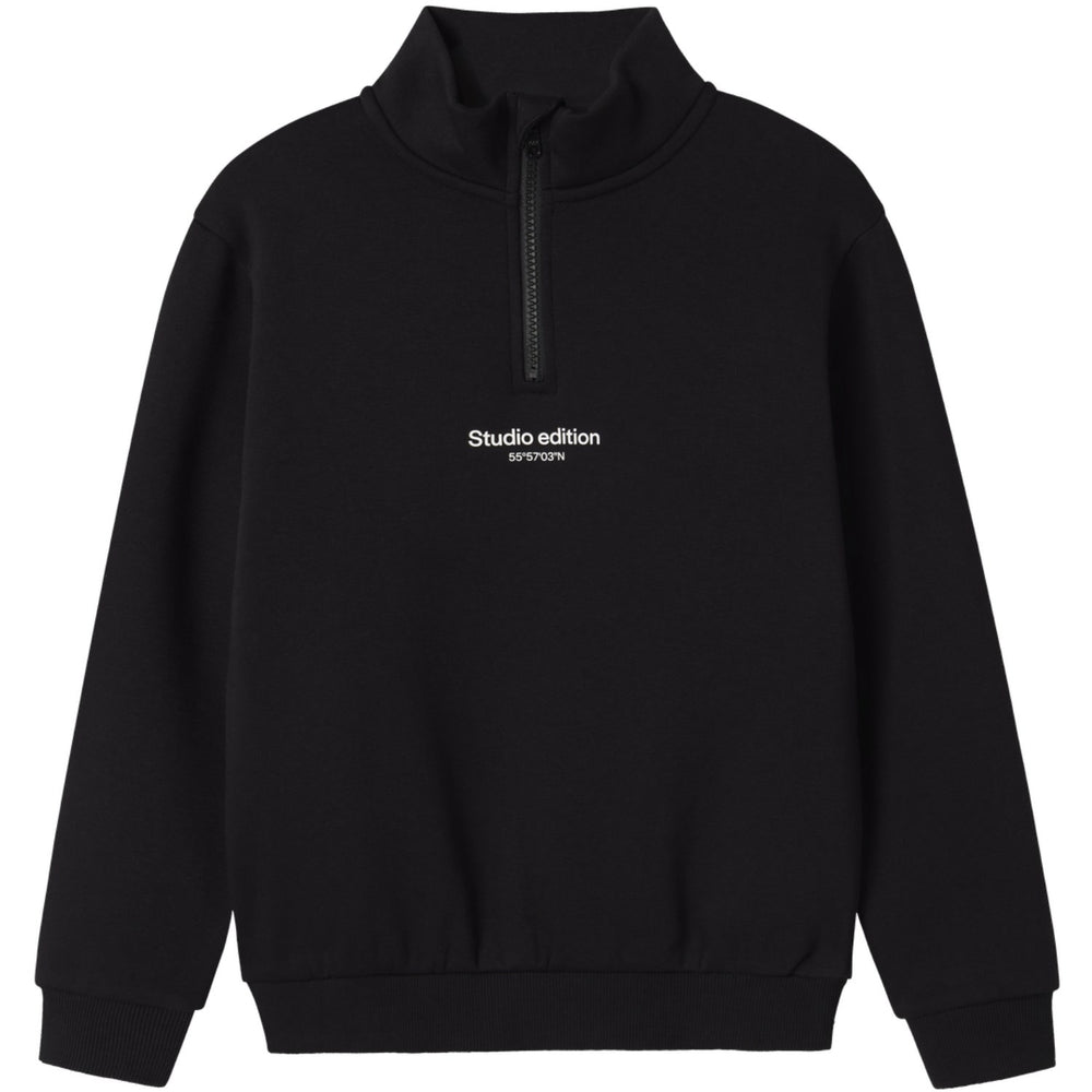 Køb Name It Black W. White Print Nkmbrody Ls Nreg Sweat Zip Bru Noos