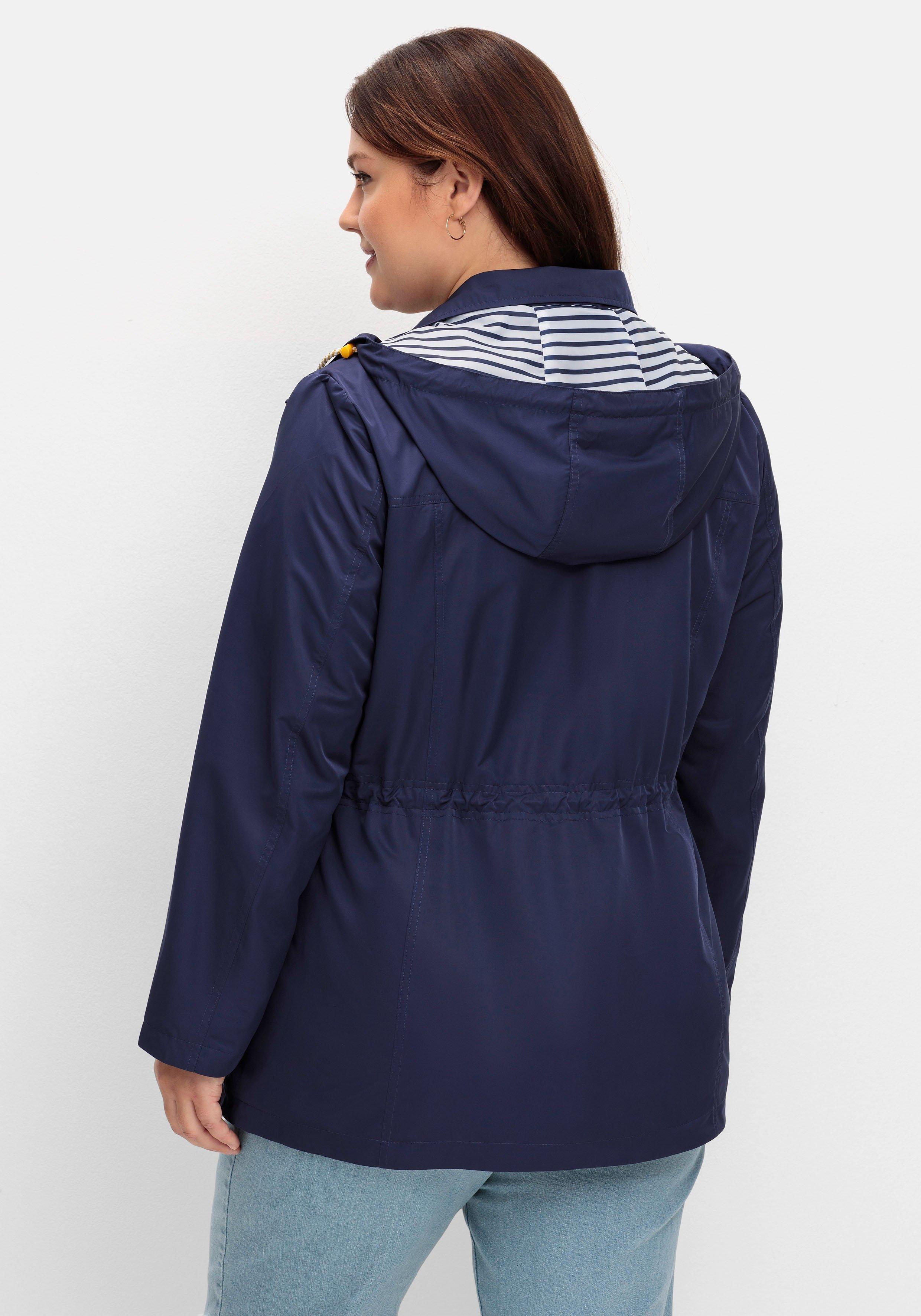 Kapuzenjacke mit Kontrastfutter und Taillen-Tunnelzug