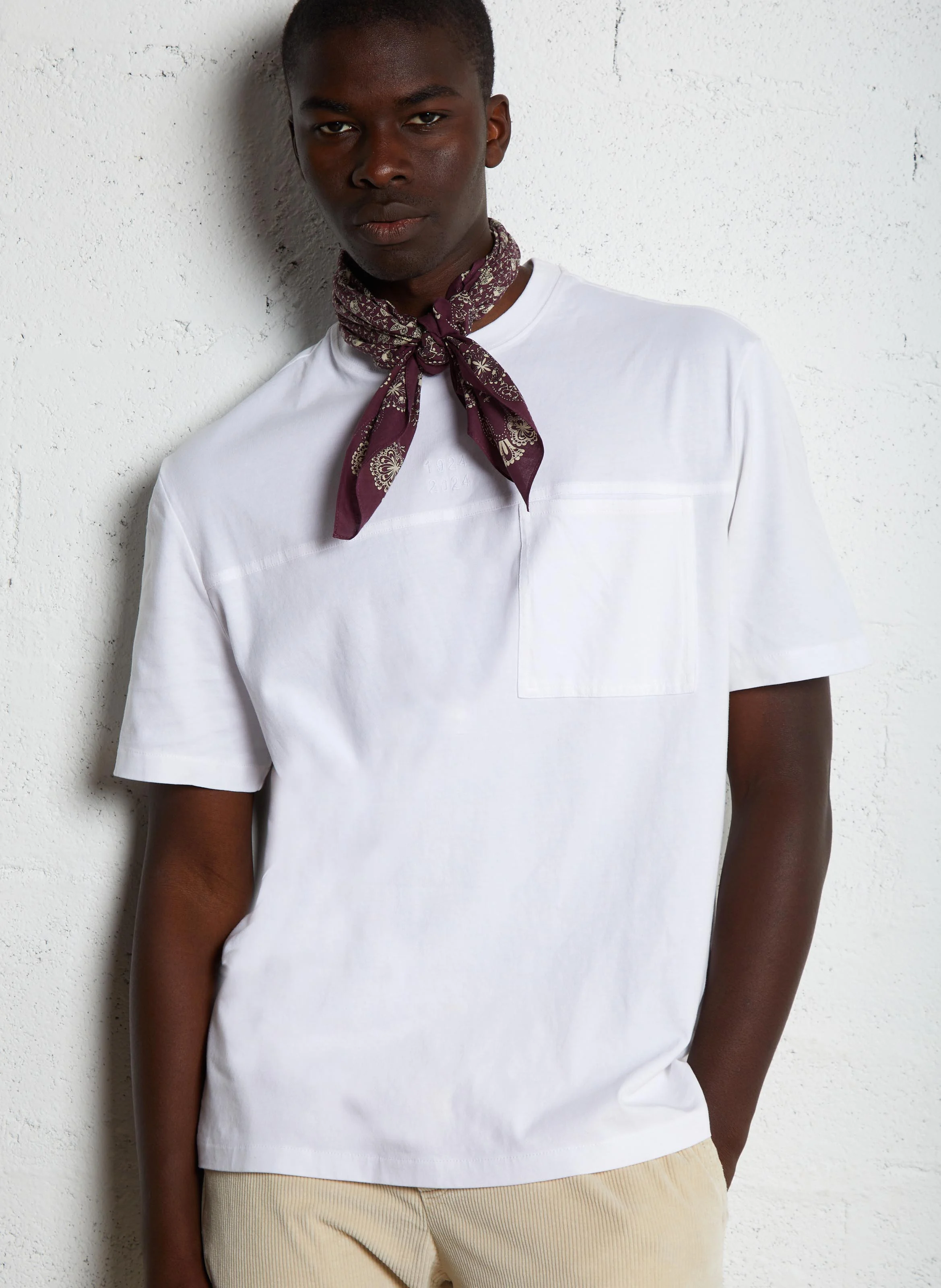 Tee-shirt droit col rond en coton | Blanc