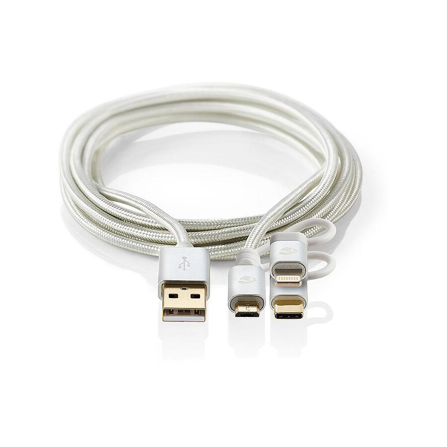 Cable 3-en-1 USB 2.0 vers micro-USB / USB-C / Lightning - 1 m