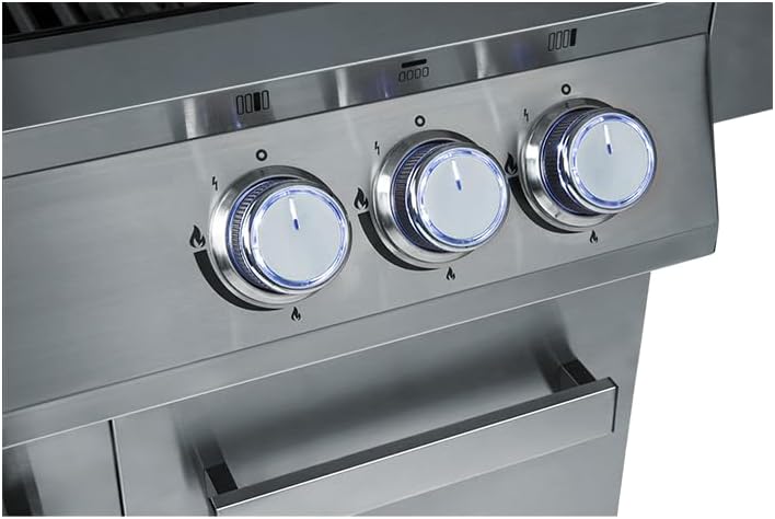 CHEF CUISINE BBQ Gasgrill – Outdoor Gasgrill 4 Brenner mit Seitenbrenner und Infrarot aus rostfreiem Edelstahl, 20,7 kW, 3-teilige Grillfläche, Grillhaube mit Sichtfenster und Thermometer, Grillwagen