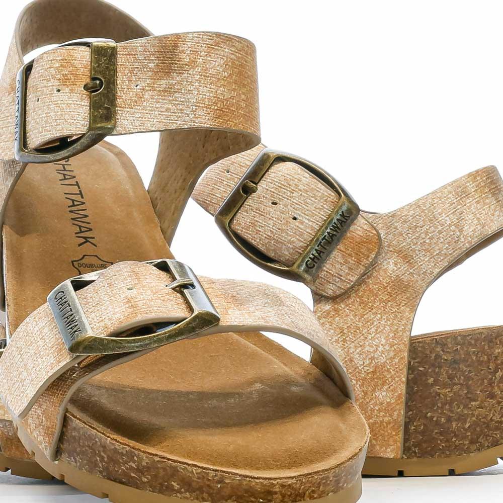 Chattawak Sandales compensées Camel/Blanche Femme Chattawak MARIELLE
