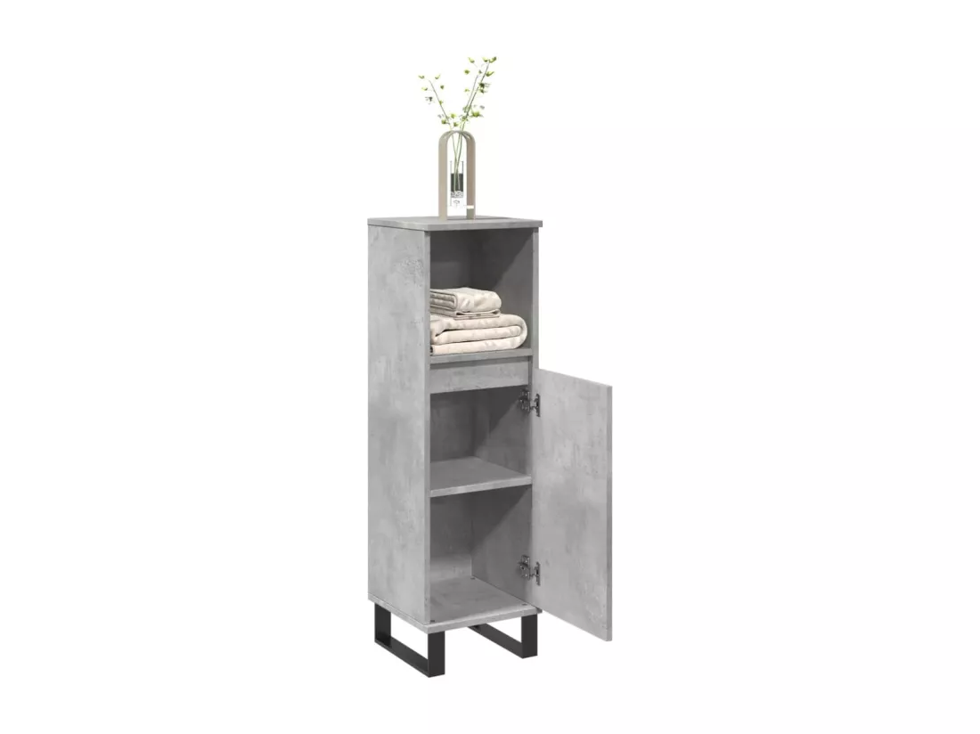 Armoire de salle de bain gris béton 30x30x100 cm