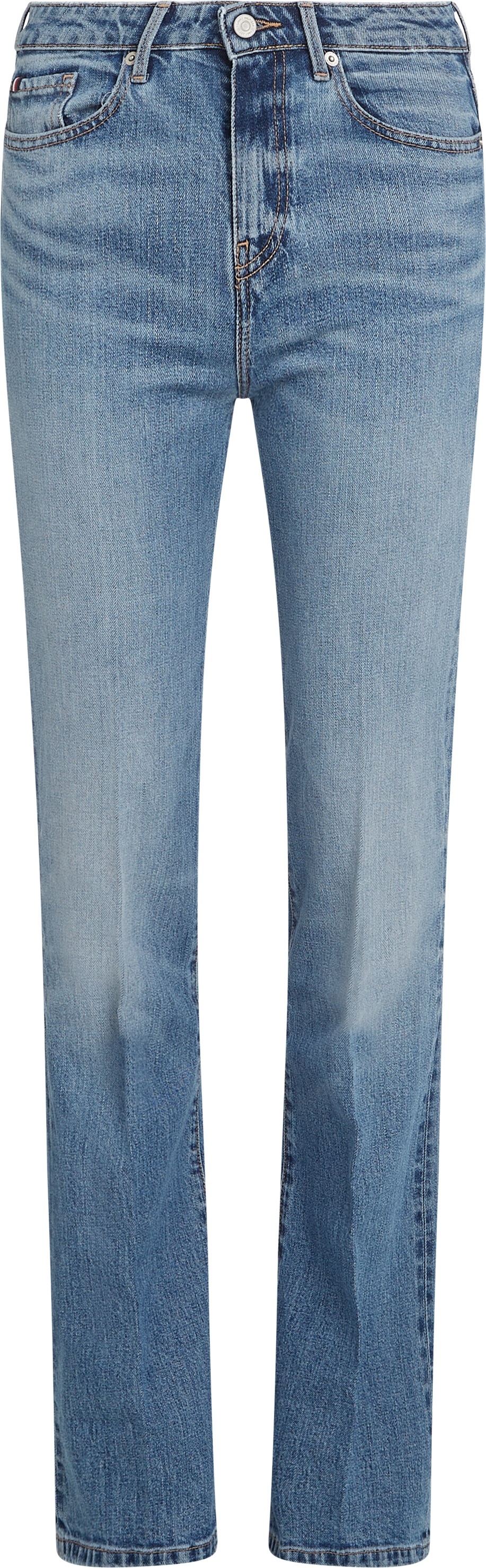 Tommy Hilfiger Bootcut-Jeans »Bootcut Regular Waist« mittlere normale Leibhöhe, mit Bügelfalten, mit Nieten