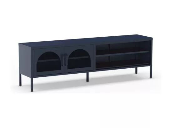 Zio - Meuble TV 2 portes en métal L160cm - Bleu nuit