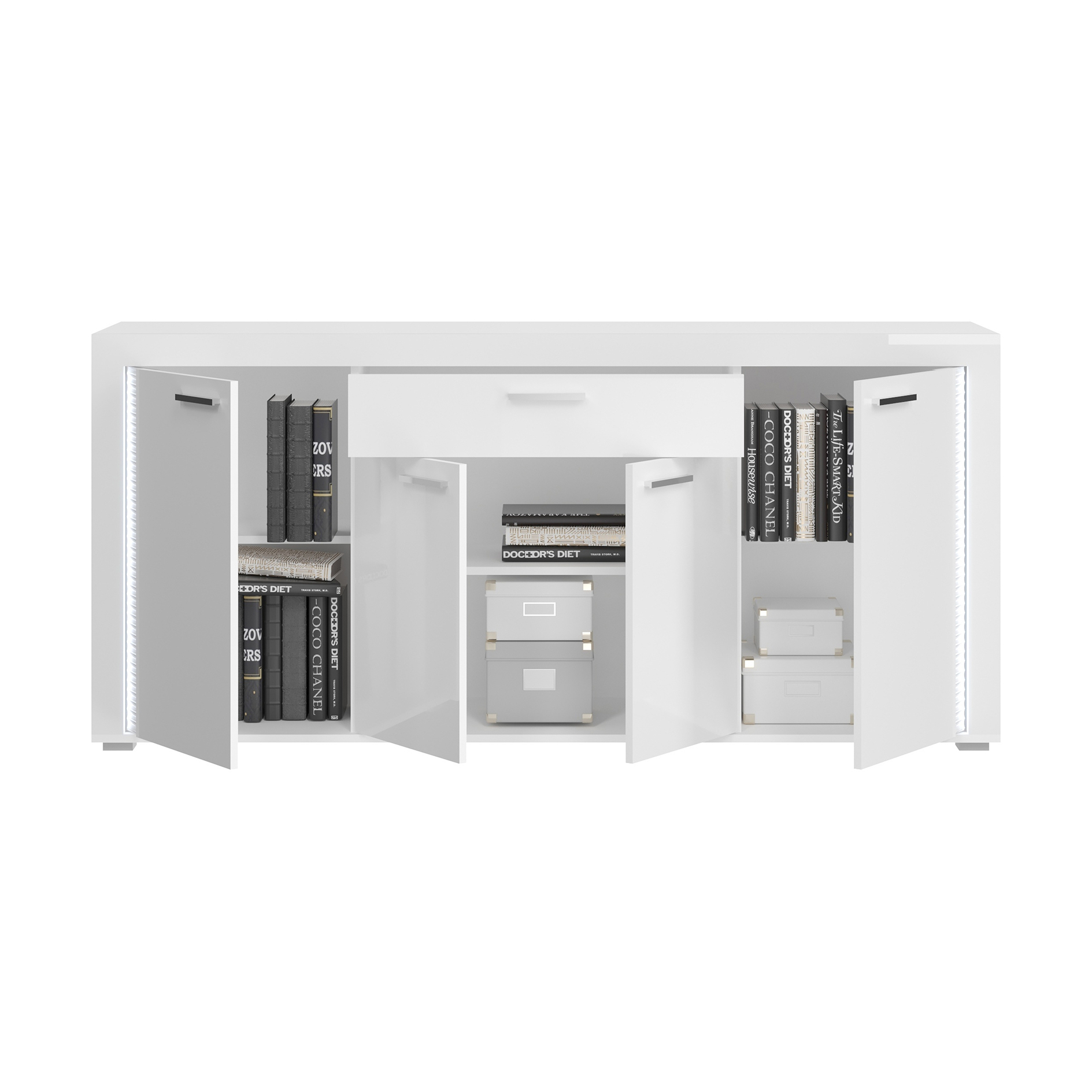 Sideboard SKYLIGHT - weiß Hochglanz - mit Beleuchtung - 182 cm