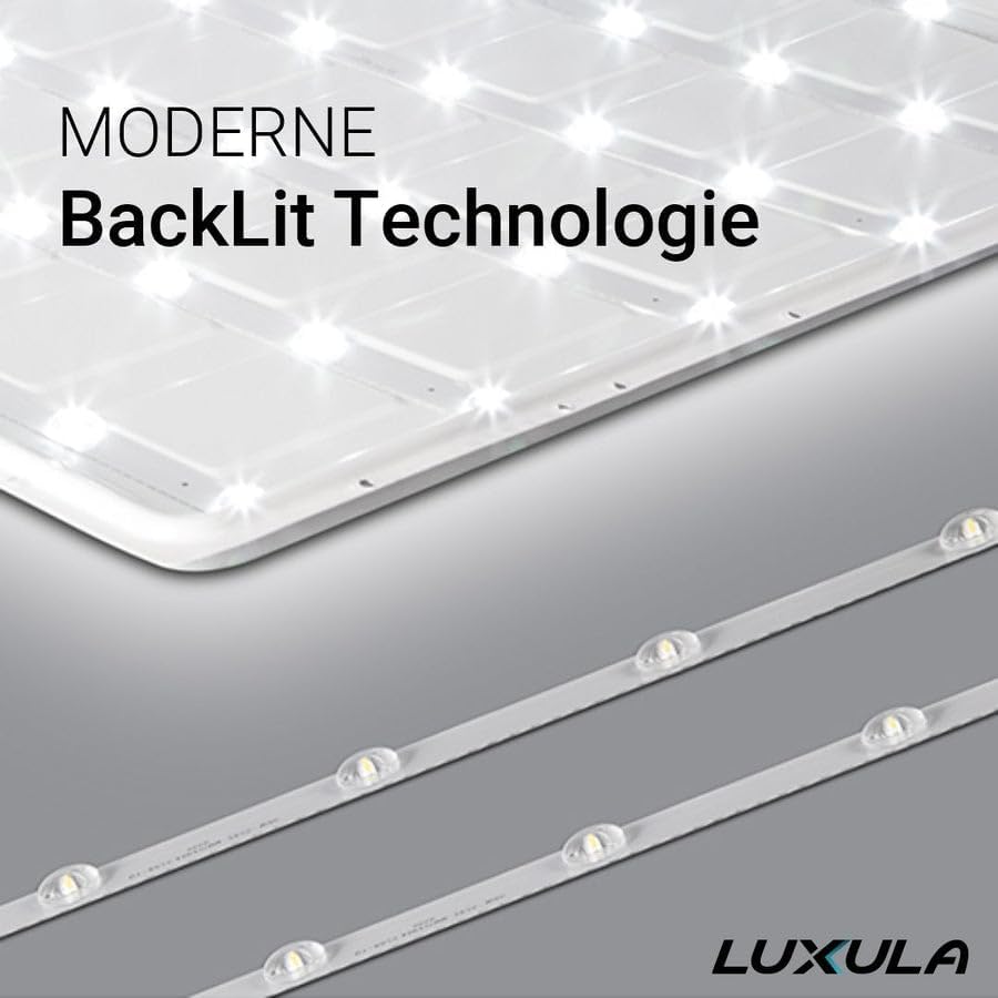 LUXULA 6er Pack LED Panel 120x30cm - 4000K Neutralweiß 36W 3600lm flimmerfrei - Backlit - Rasterleuchte Einbaupanel für Rasterdecke - Bürolampe inkl. 230V Netzteil