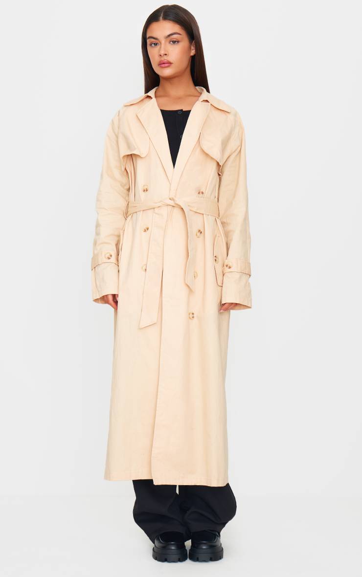Sable Trench-coat Ceinturé À Détails De Panneaux