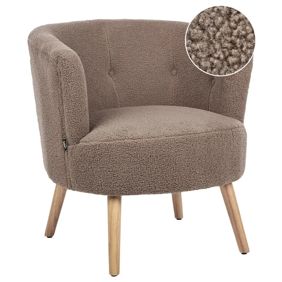 ODENZEN - Fauteuil - Bruin - Bouclé