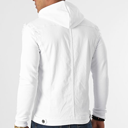 Veste Jean A Capuche 1616 Blanc Denim Blanc